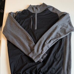 Men's Gray and Black FootJoy Quarter-Zip Sweater